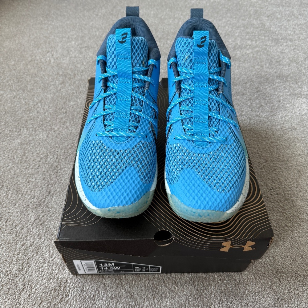 NEW with Flaws Under Armour Men's Embiid One 23.11.3 Blue and White Sneakers 13